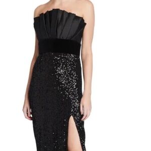 JAYGODFREY Black Sequin Strapless Gown